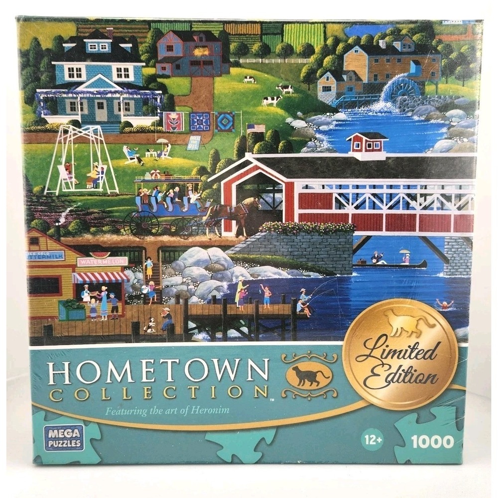 NIB Hometown Collection "Sunday at the Covered Bridge" Heronim 1000 pc puzzle